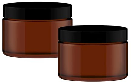 italundfitmit100 2 x 500 ml Amber Braunglastiegel mit Deckel, Cremetiegel, zum Befüllen
