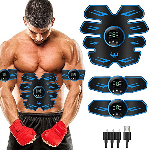 WARDBES EMS Bauchtrainer Trainingsgerät, EMS Trainingsgerät, EMS Bauchmuskeltrainer, USB Wiederaufladbar Bauchmuskeln Stimulationsgerät 8 Modi & 19 Intensitäten für Bauch, Arm, Bein, Männer & Frauen