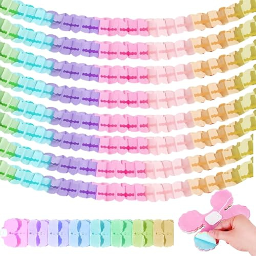 GIUSOBG Ghirlande di Carta Multicolore 8 Pezzi Ghirlande di Carta Multicolore 3 Metri Quadrifoglio Ghirlanda Di Carta Arcobaleno Ghirlande Appendere per Compleanno Carnevale Party Decoration (Macaron)