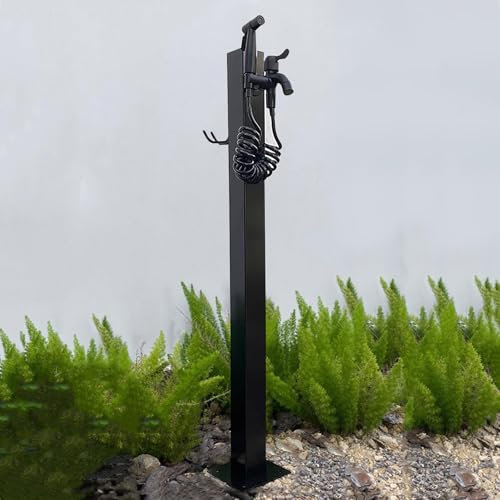Fontana da Giardino con Rubinetto, Colonna d'Acqua Quadrata Indipendente, Base Spessa per Una Facile Installazione, Ideale per Giardini e parchi (Rosa)