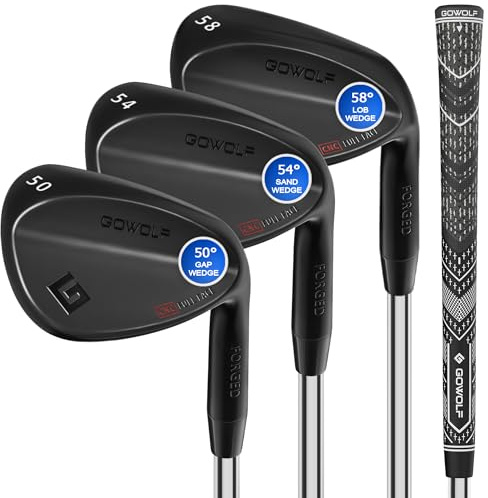 Set of Gowolf Golf Wedges 50, 54, 58 for Right Hand, Forged Full Face Golf Wedge Set for Men, Premium Golf Gap Wedge, Sand Wedge, Lob Wedge, Golf Club