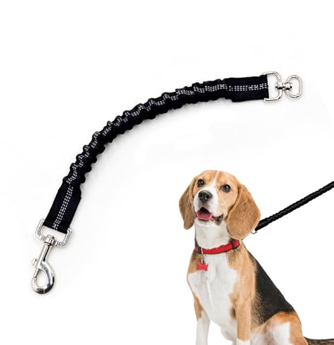 Generisch Ruckdämpfer Hund 45cm, Hundeleine Nylon mit Tiger Zahn Metallclip, Reflektierend Leinenverlängerung für zum Joggen, Radfahren, Spazierengehen
