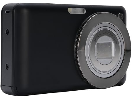4K Digitalkamera med 64MP 20X Zoom, WiFi-överföring, AF Autofokus, Inbyggd Blixt, 3 liten Kamera för Vlogging, Resor (Svart)