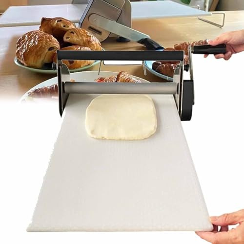 LSBHPPD Sfogliatrice Pasticceria Manuale in Acciaio Inox con Tavola Grande 39 X15,5,Spessore Regolabile 0,5 a 27 Mm, Laminatrice per Pasta per Panetteria, Pizza E Croissant,RS101