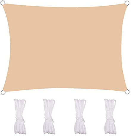 Vela ombreggiante quadrata, 2,5 x 2,5 m, protezione UV al 95% e impermeabile, resistente al calore, facile installazione per giardino, spiaggia, parco, baldacchino da esterno beige giallo