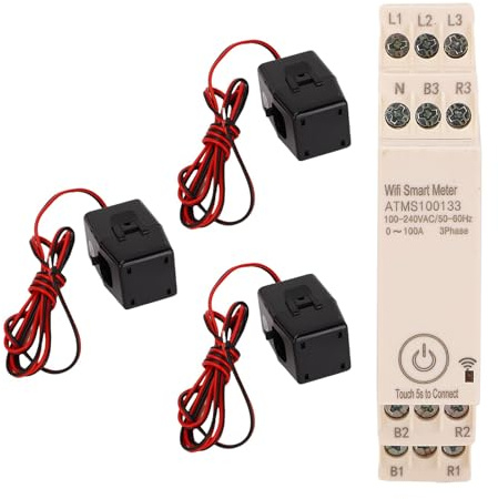 Compteur D'énergie triphasé Intelligent WiFi 0-100 A Volts Moniteur de Consommation D'énergie Application Télécommande Écran LCD avec 3 Capteurs