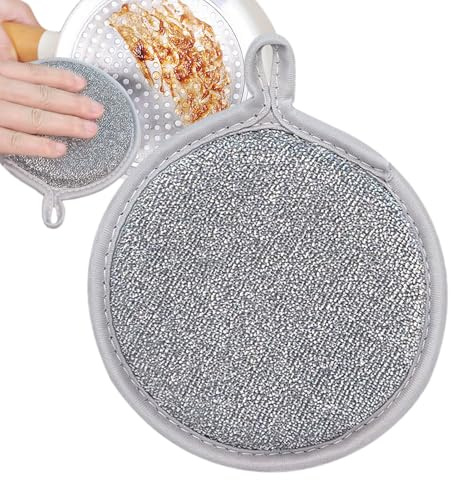 AOYEBO Esponja de acero inoxidable – Combo de alambre cifrado antiarañazos y esponja para fregar la grasa, limpiador multiusos de sartenes/ollas