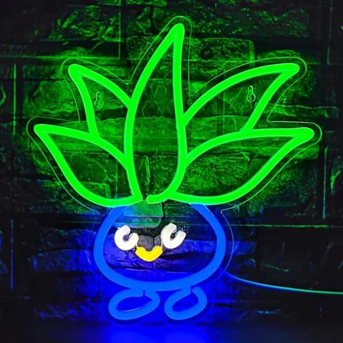 NEON LED Licht, dekorative Wand-Leuchte, Gemüse Figur, grün blau, ca. 35 x 35 x 2 cm, Deko-Licht, Wohnzimmer, Gaming-Zimmer, Nachtlicht für Schlafzimmer, Gamer Design-Lampe, USB-Betrieb