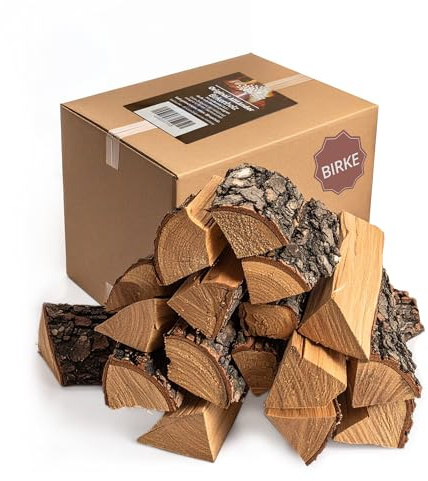 Rin & Rut Kaminholz Birke 30 cm – ofenfertiges Brennholz im 19,5 L | sauberes, trockenes Feuerholz im 19,5 L Netz, für Ofen & Feuerschale