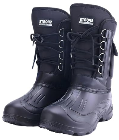 Harssidanzar Herren Winterstiefel für die Jagd Lang, extrem warm & wasserdicht mit EVA Zehenschutz und Seitentasche,RM029,Schwarz,Größe45