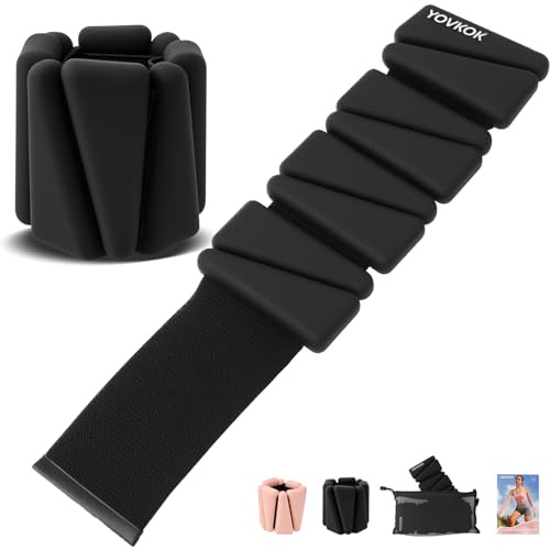 Wrist Weights, Adjustable Ankle Weights for Women Men, Leg and Arm Weights for Home Gym Workout, Running, Yoga, Pilates, Barre, Exercise, Strength Training, 4 LBS Pair 2LB Each (Black)