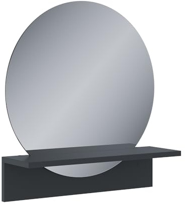 Vicco Badezimmerspiegel Elyra, Schwarz, 50 x 54.5 cm | mit Ablage, zur Wandmontage geeignet für den täglichen Gebrauch
