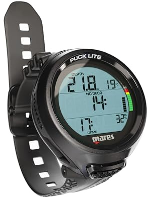 Mares Puck Lite – Einsteiger‑Nitrox‑Tauchcomputer 50 %, HD‑800‑Segment‑Display, Bluetooth‑Smartphone, Bühlmann‑Algorithmus, austauschbarer Akku
