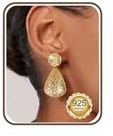 Chriscoco Ohrringe Silber 925 Hängend Gehämmerte Statement Ohrring Vergoldet 14K Hypoallergene Goldene Ohrringe Damen Leichte Großer Hängende Ohrring