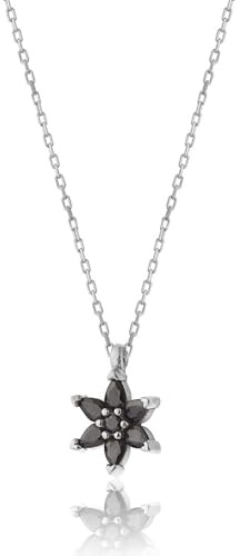 Damen Halskette 925 Sterling Silber – Lotusblüte Anhänger mit Amethyst-Zirkonia Kristallen, Rhodiniert, Silber Collier