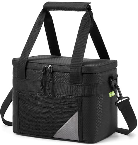 PeranoRidia Bolsa Termica Porta Alimentos 9L, Bolso Comida Trabajo Hombre y Mujer, Nevera Pequeña Portatil para Picnic, Camping, Viajes, Playa, Escuela, Negro