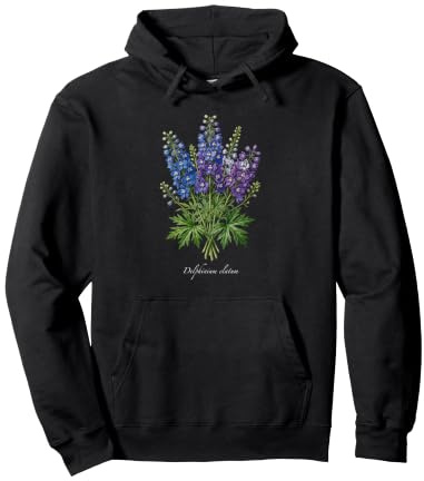 Delphinium pianta Illustrazione Delphinium elatum Felpa con Cappuccio