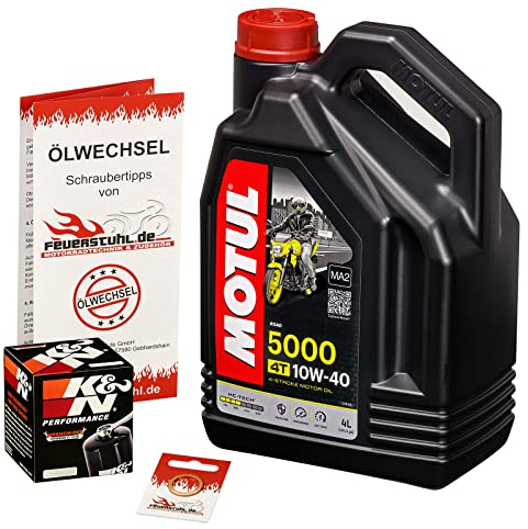 Motul 10W-40 Öl + K&N Ölfilter für Suzuki GSXR 750, 00-05, BD B3 - Ölwechselset inkl. Motoröl, Filter, Dichtring
