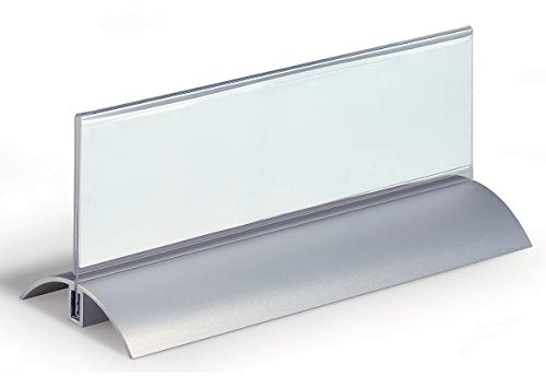 Durable Tischnamensschild, Acryl mit Aluminiumfuß - HxB 61 x 210 mm - VE 12 Stk - Namensschild Schild Tischschild Tischschilder