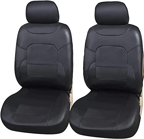 Upgrade4cars Coprisedili Anteriori Auto Universali Eco-Pelle Nero | Set Copri-Sedile Universale per Guidatore e Passeggero con Airbag Laterali | Accessori Auto Interno