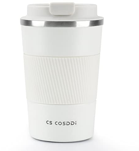 CS COSDDI Tazas de viaje aisladas con tapa a prueba de fugas, tazas de café reutilizables, taza de café para coche, taza térmica de acero inoxidable para agua caliente y fría y té de