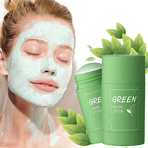 2Pcs Green Tea Cleansing Mask Stick,Green Mask Stick,Poreless Deep Cleanse Mask Stick for Blackhead Remover and Skin Care