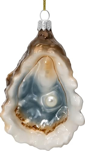 SIKORA Auster mit Perle besondere Weihnachtskugel Glas Christbaumschmuck Deko Figur Weihnachten Anhänger Ornament - Meisterstücke - BS732