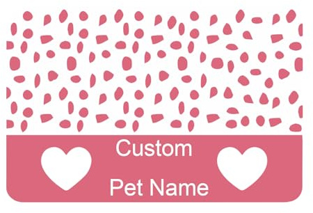 Personalised Custom Dog and Cat Food Mat, Non-Slip Leather Feeding Bowl Mat for Dogs and Cats on Floors, Easy to Wipe Clean(Pink Love)