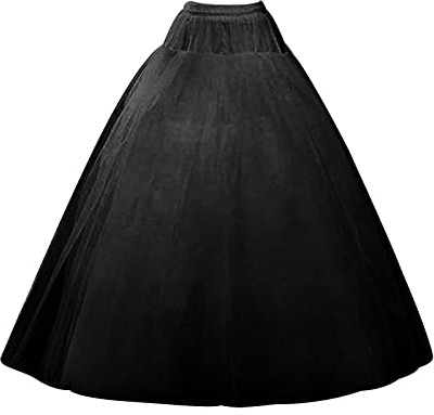 SuBleer A-line Hoopless Petticoat Crinoline 4 layers Underskirt Slips for Wedding Dress Plus Size, Black-xl, One Size/3XL