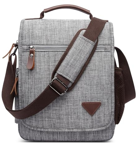 DORRISO Mode Umhängetasche Herren Schultertasche Elegante Schultertaschen für 12.9 Zoll Laptop Kuriertasche Männer Casual Reise Schule Schultertasche Herren Kuriertasche Grau