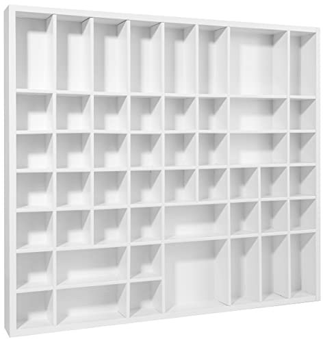 Creative Deco Weiße Setzkasten Holz Sammelbox Holztablett 51 Fächer | 52 x 46 x 5 cm | Bemalen Holz Sortierung Speicherregal Box Drucker Vitrine | Für Decoupage, Lagerung, Dekoration, als Sortierbox