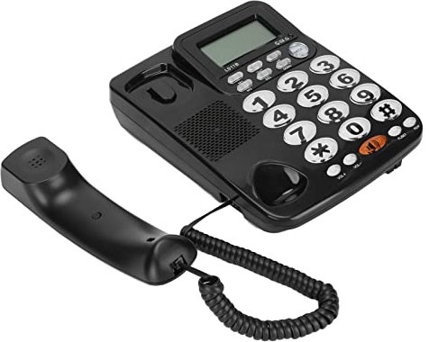 Dioche Home Phone Corded Landline, Black Corded Phone, Desk Telephone Caller ID Large Buttons Tilt Display Corded Landline for Home Office Hotel Rooms