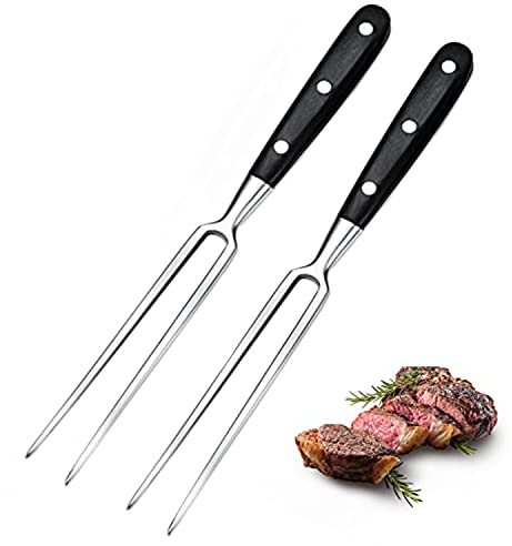 2 Stücke Fleischgabel mit Griff - Edelstahl Länge 16.5cm, Gesamtlänge 29cm Tranchiergabel Grillgabel Servier Grillgabel Fleischgabel mit Kunststoffgriff Für Grill Küche Truthahn Braten Abendessen