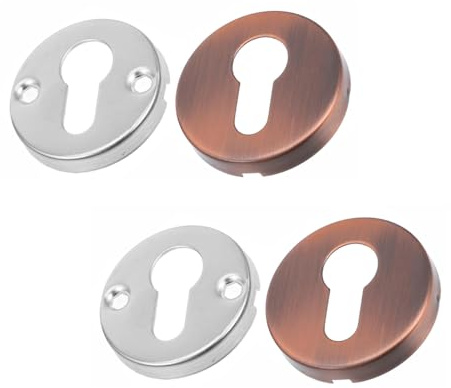 2 Stück Schlüssellochabdeckungen-Set, runde Rosetten, Einsteckschloss-Abdeckung mit Basis für europäische Standard-Schlösser (Rot-Bronze)