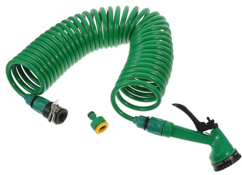 VILLFUL 10m Wasserschlauch Flexibel Gartenschlauch Spirale Einziehbar Schlauch Für Garten Bewässerung Leicht Zu Verstauen Transportieren Geeignet Für Rasenpflege Autowäsche Und Außenreinig