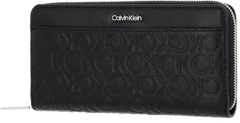 Calvin Klein Damenbrieftasche CK Stoffartikel mit Logo K60K611322 cm 19 x 10 x 2 (ungefähr) CK Must LG-Geldbörse, BAX Black/Nero, UNICA - ONE Size