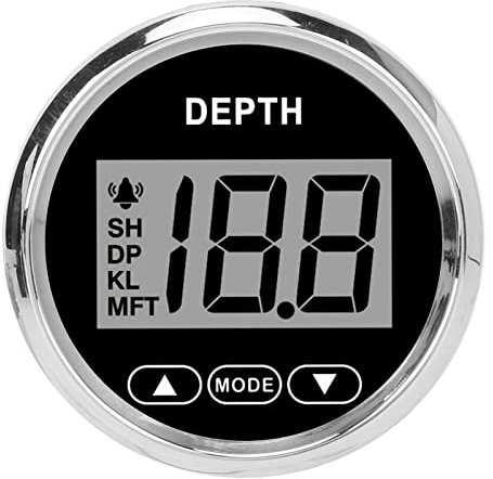 Psytfei Marine Depth Gauge Rang 100m/110yd White Backlight Waterproof for Yachts Fishing Boats 52mm/2in