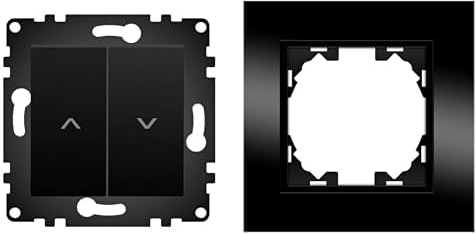 WESA - Pulsador Doble de Pared para Persianas Automáticas con Marco de Cristal Negro, Fácil instalación con Opción a Distintos Diseños.