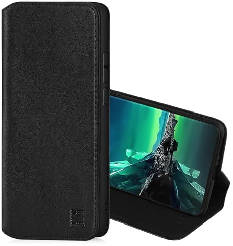 32ndShop 32nd Classic Series 2.0 - Funda Tipo Libro de Piel Real para Motorola Edge 40 Neo, Carcasa de Cuero con Bloqueo RFID Ranura Tarjetas, Cierre Magnetico y Soporte Integrado - Negro