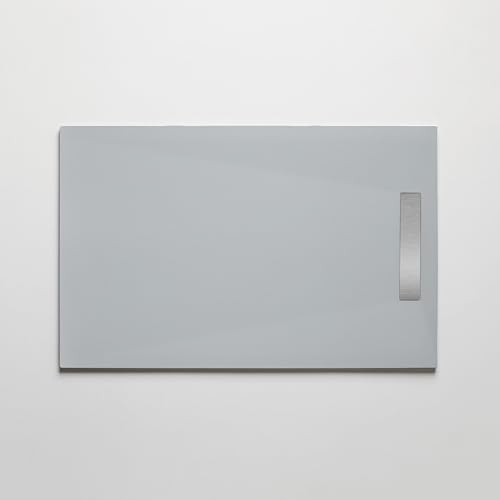 Luminosa ArredoBagno Duschwanne aus Harz, 100 x 120 cm, Stein-Finish, Farbe Grau, Modell Pure mit Edelstahlgitter und Ablaufgarnitur inklusive
