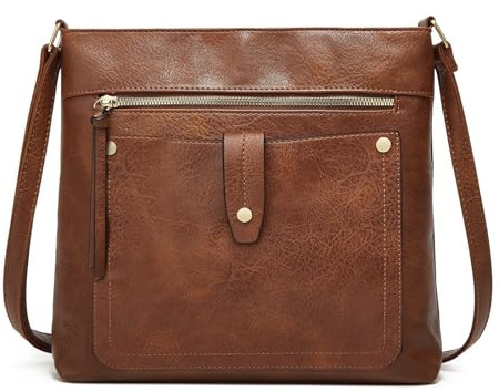 DOB SECHS Umhängetasche aus weichem PU-Leder für Damen, Klein Handtasche mit mehreren Taschen, Crossbody Bag Tasche Schultertasche mit verstellbarer Schultergurt