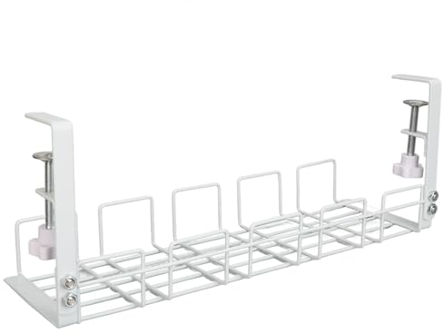 Kabelrinne auf Dem Schreibtisch, Kabelrinne Unter Dem Schreibtisch, Platzsparender Stromschlagschutz aus Stahl für die Arbeitsplatte (White)