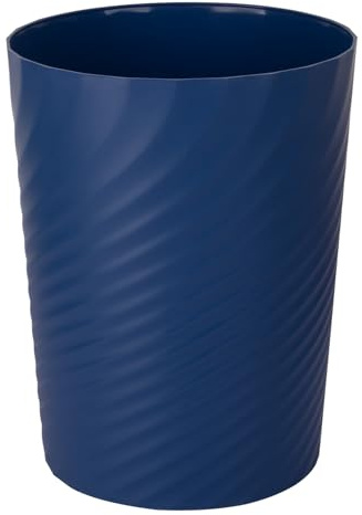 UUJOLY Plastic Small Trash Can Wastebasket, Garbage Container Basket for Bathrooms, Laundry Room, Kitchens, Offices, Kids Rooms, Dorms, 3.5 Gallon, Navy Blue