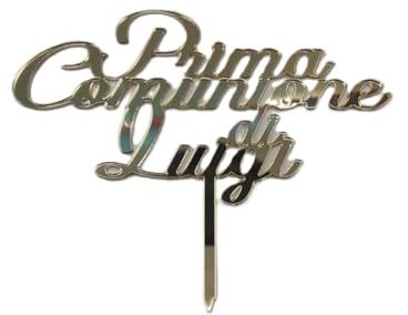 CAKE TOPPER PERSONALIZZATO PRIMA COMUNIONE CON NOME COLORE A SCELTA DIMENSIONE 18X14 CM