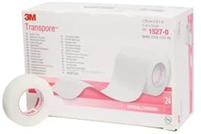 3M Transpore REF 1527-0 Medizinisches Pflaster Rollenpflaster 1,25cm x 9,1m – 24 Rollen pro Packung