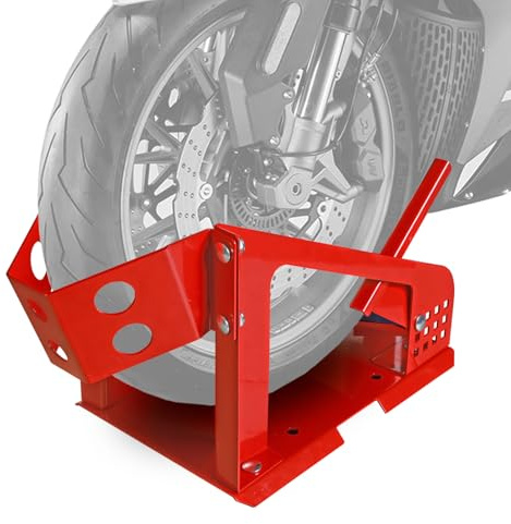 Jack Boss Motorcycle Wheel Chock, Motorcycle Stand Up to 1800 Lbs, Wide Range Less Than 6 Inch, 12 Holes Support Adjustable Front Tire Stand Chocks for Most Motorcycle