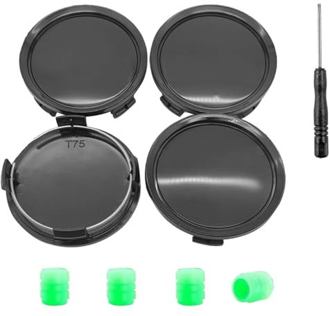 IUSOT Radnabenkappen, 4 Stück Nabendeckel 75mm, ABS Felgendeckel mit 1 Schraubendreher, Ideal für Autos, Robuste Radnabenabdeckung, Ideal Ersatzteile für Radkappen und Felgen