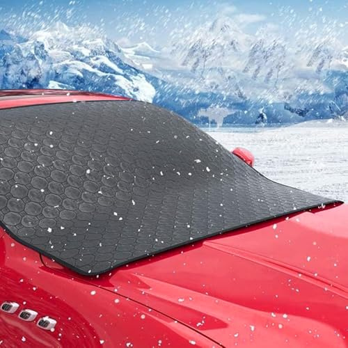 HLMNAKE Frontscheibenabdeckung Winter 152 x 125cm, Verdickter Mehrschichtiger und PTEE Verhinderung Schneeansammlungen, Clip-Design mit Aufbewahrungstasche geeignet für die meisten Autos, SUVs