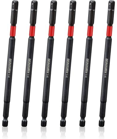 Geinxurn 6Pcs Impact Socket Adapter Set,1/4 Drive Square, 6Inches Extension Bit Socket Driver Set, Adapt Your Power Drill to High Torque Impact Wrench