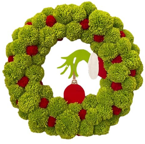 Ghirlanda natalizia per porta d'ingresso, motivo cartone animato, verde, decorazione per interni ed esterni